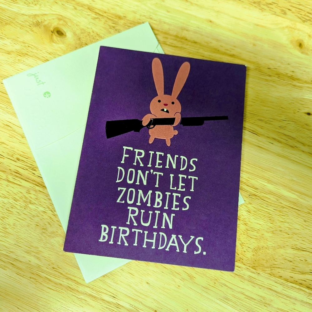 Greeting card birthday bunny zombie